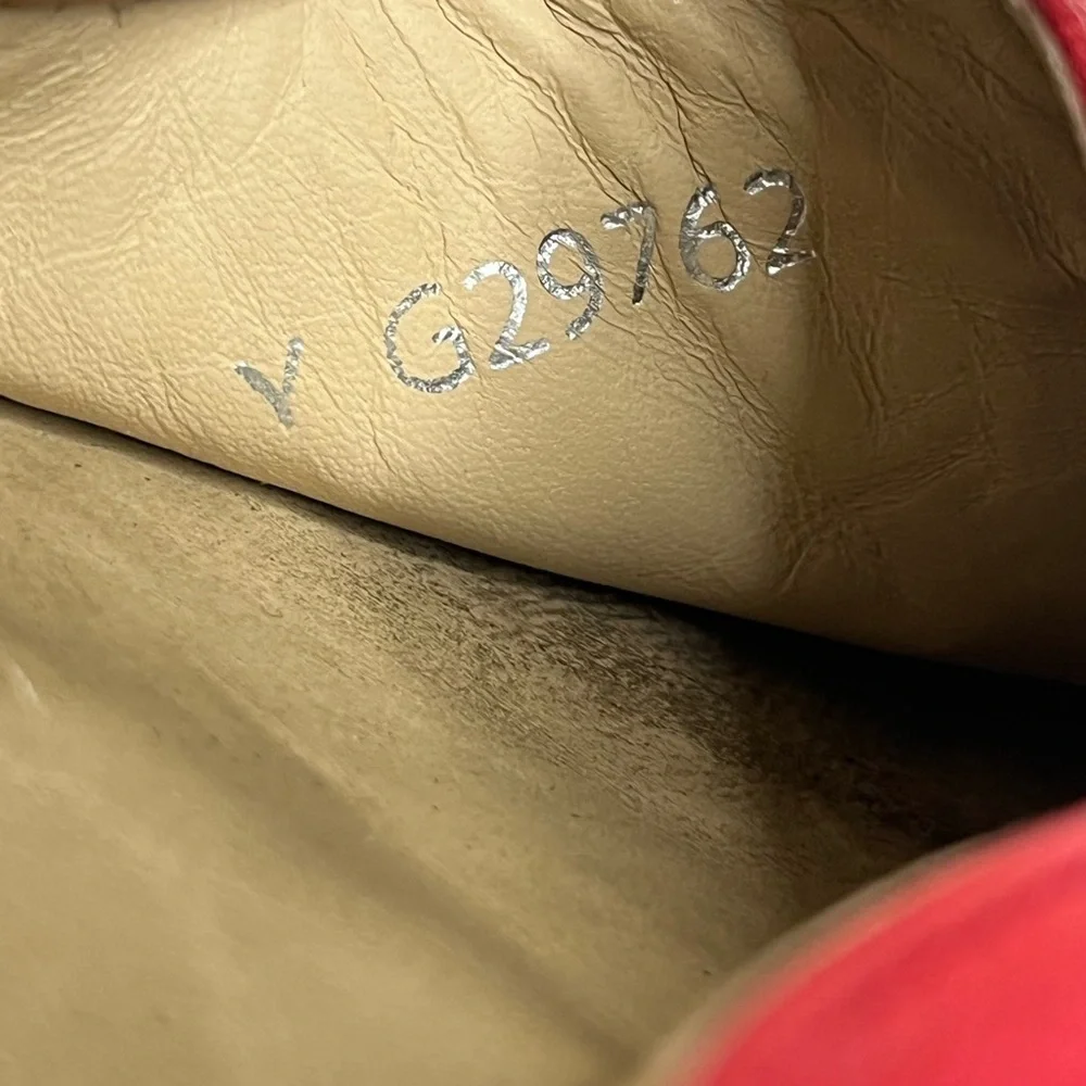 Authentic Chanel Red Lambskin Leather CC Logo Espadrille size 37,l